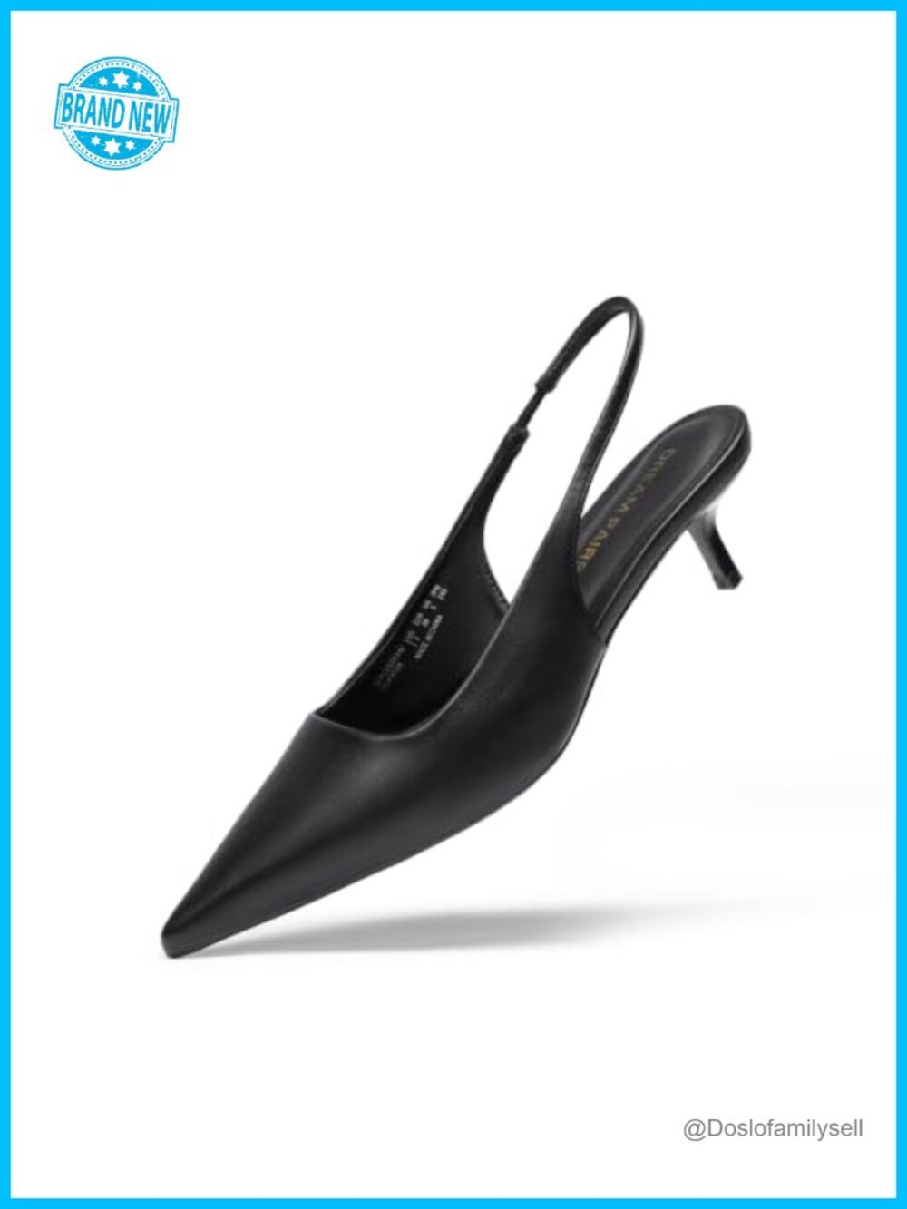 Women's Kitten Heel Slingback Pumps Pointed Toe Faux Leather Office Heels